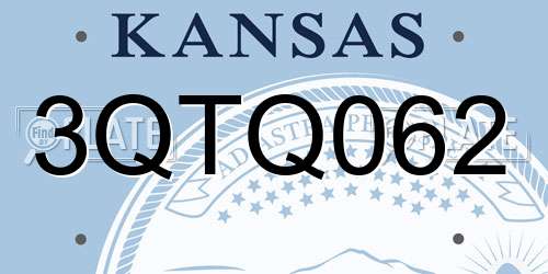 3QTQ062 Kansas License Plate