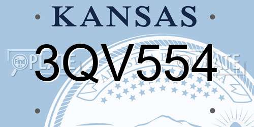 3QV554 Kansas License Plate