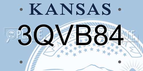 3QVB84 Kansas License Plate