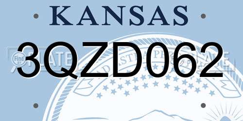 3QZD062 Kansas License Plate