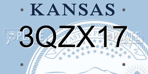 3QZX17 Kansas License Plate