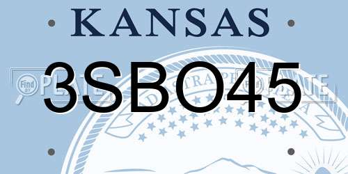 3SBO45 Kansas License Plate