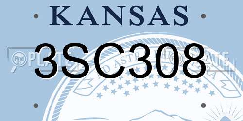 3SC308 Kansas License Plate