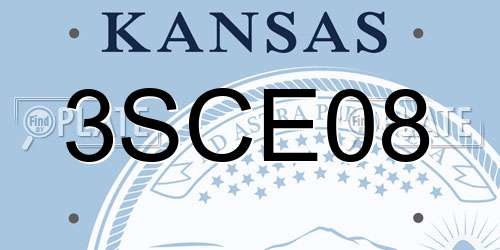3SCE08 Kansas License Plate