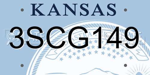 3SCG149 Kansas License Plate
