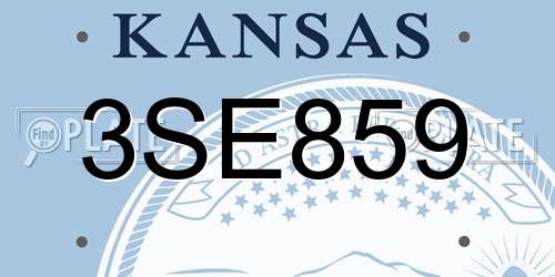 3SE859 Kansas License Plate