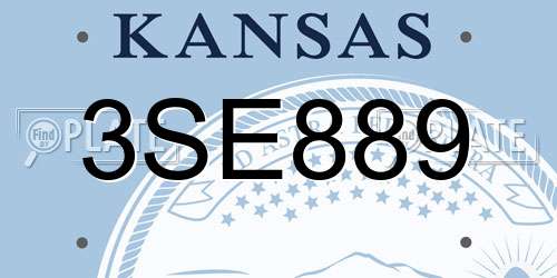 3SE889 Kansas License Plate