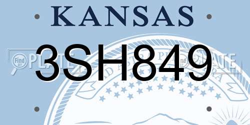 3SH849 Kansas License Plate