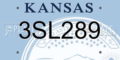 3SL289 Kansas License Plate