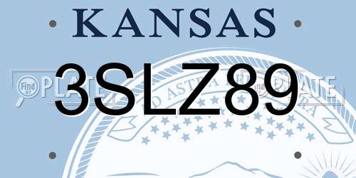 3SLZ89 Kansas License Plate