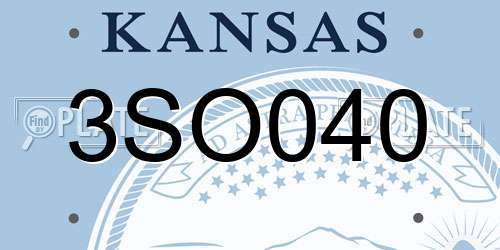 3SO040 Kansas License Plate