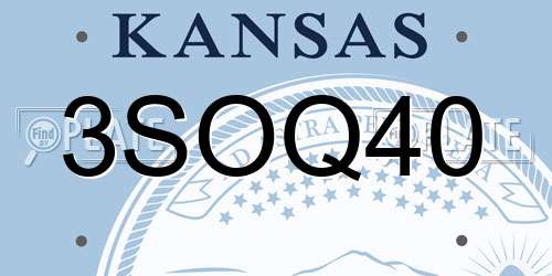 3SOQ40 Kansas License Plate
