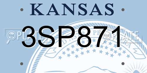 3SP871 Kansas License Plate