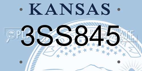 3SS845 Kansas License Plate