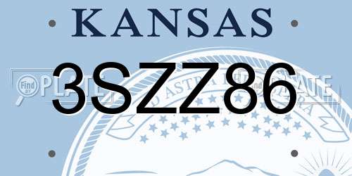 3SZZ86 Kansas License Plate