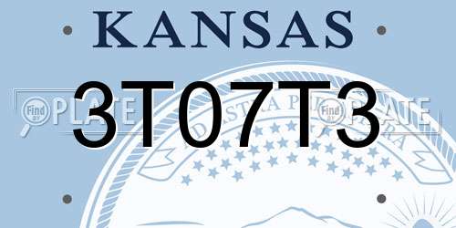 3T07T3 Kansas License Plate