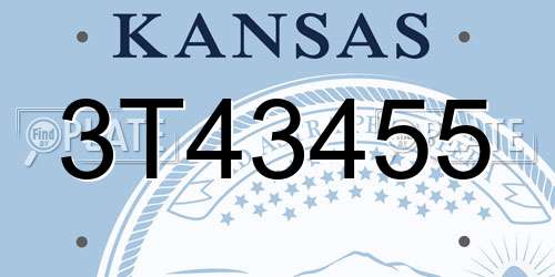 3T43455 Kansas License Plate