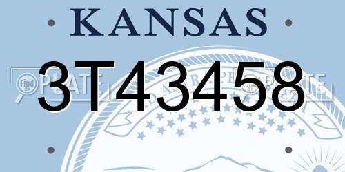 3T43458 Kansas License Plate
