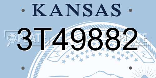 3T49882 Kansas License Plate