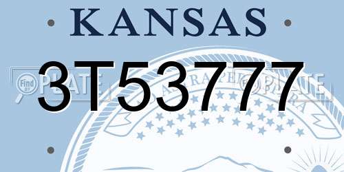 3T53777 Kansas License Plate