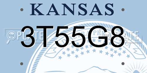 3T55G8 Kansas License Plate