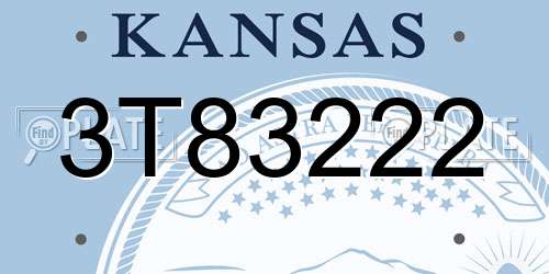 3T83222 Kansas License Plate