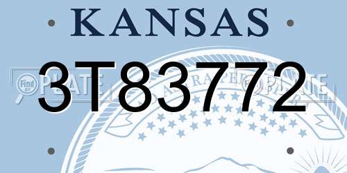 3T83772 Kansas License Plate