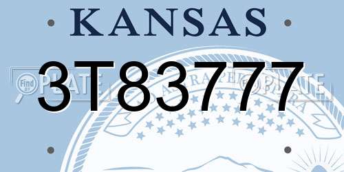 3T83777 Kansas License Plate