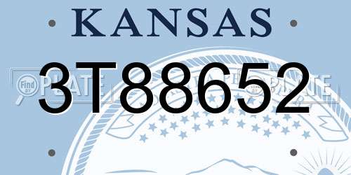 3T88652 Kansas License Plate