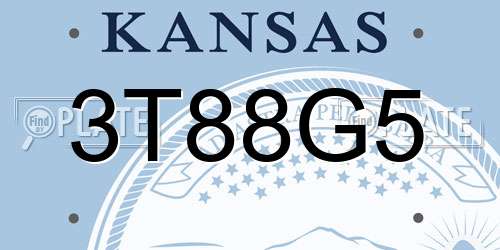 3T88G5 Kansas License Plate