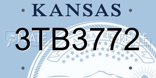 3TB3772 Kansas License Plate