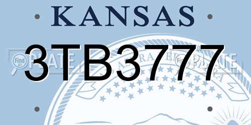 3TB3777 Kansas License Plate