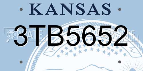 3TB5652 Kansas License Plate