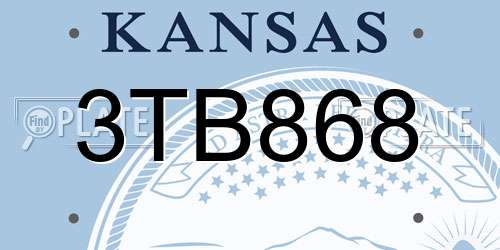3TB868 Kansas License Plate