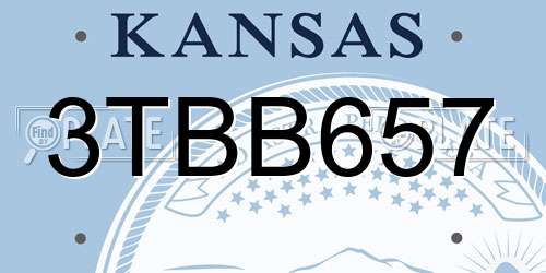 3TBB657 Kansas License Plate