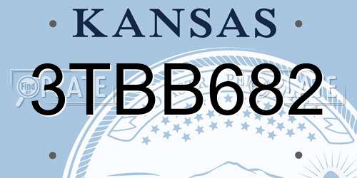 3TBB682 Kansas License Plate