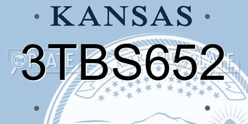 3TBS652 Kansas License Plate