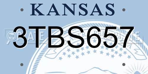 3TBS657 Kansas License Plate