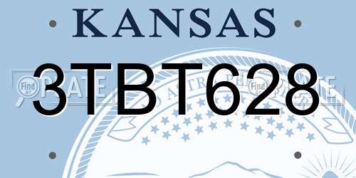 3TBT628 Kansas License Plate