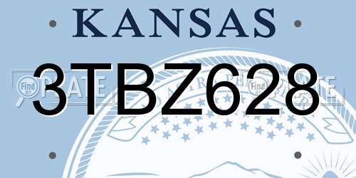 3TBZ628 Kansas License Plate