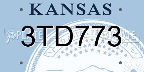 3TD773 Kansas License Plate