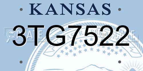 3TG7522 Kansas License Plate