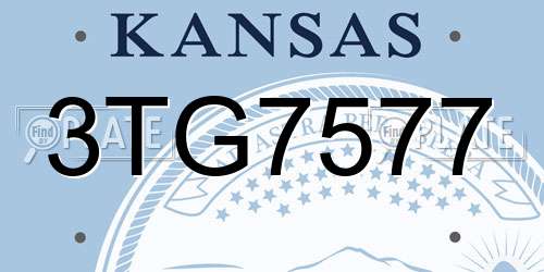 3TG7577 Kansas License Plate