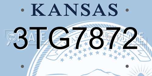 3TG7872 Kansas License Plate