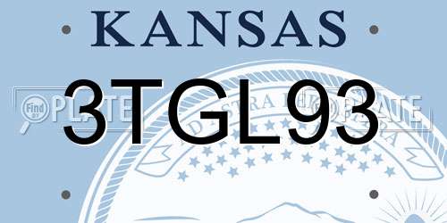 3TGL93 Kansas License Plate