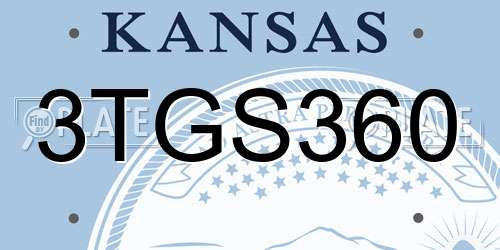 3TGS360 Kansas License Plate