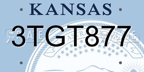3TGT877 Kansas License Plate