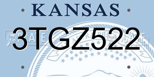 3TGZ522 Kansas License Plate