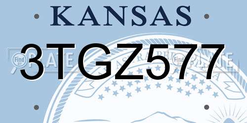 3TGZ577 Kansas License Plate