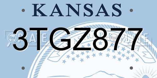 3TGZ877 Kansas License Plate